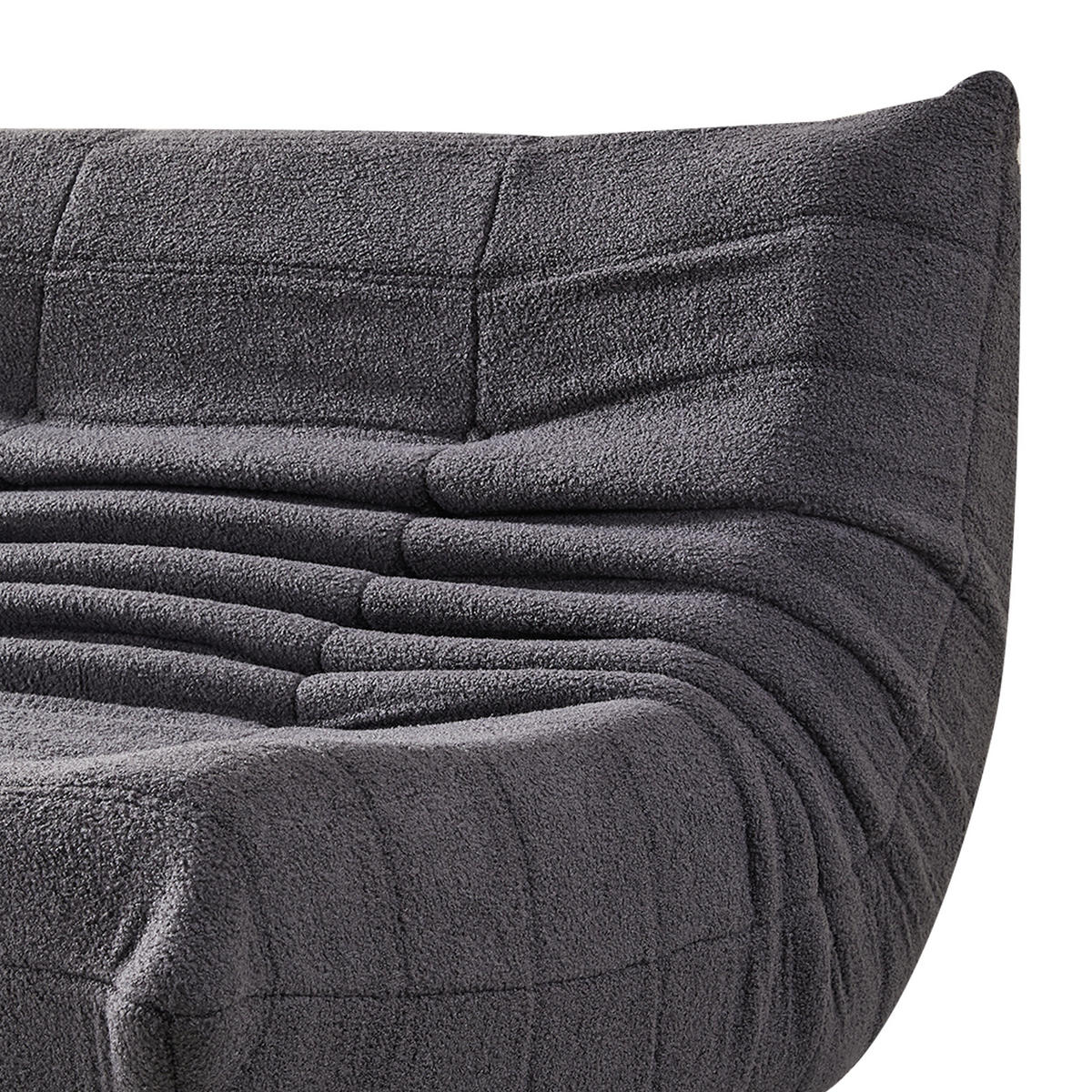 LOUNGESOFA 149/114/82 cm in Grau aus Teddyfleece 2 Sitzer im skandinavischen Stil - Grau, Textil (120/82/149cm) - BEAOK