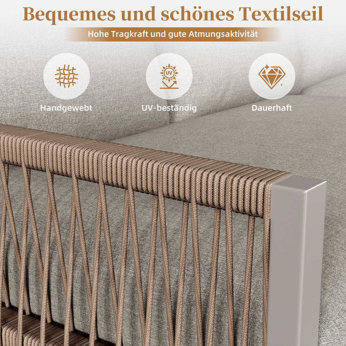 LOUNGESET 6-7 Personen Beige Eck Mit Verstellbaren Füßen - Beige, Metall - FLIEKS