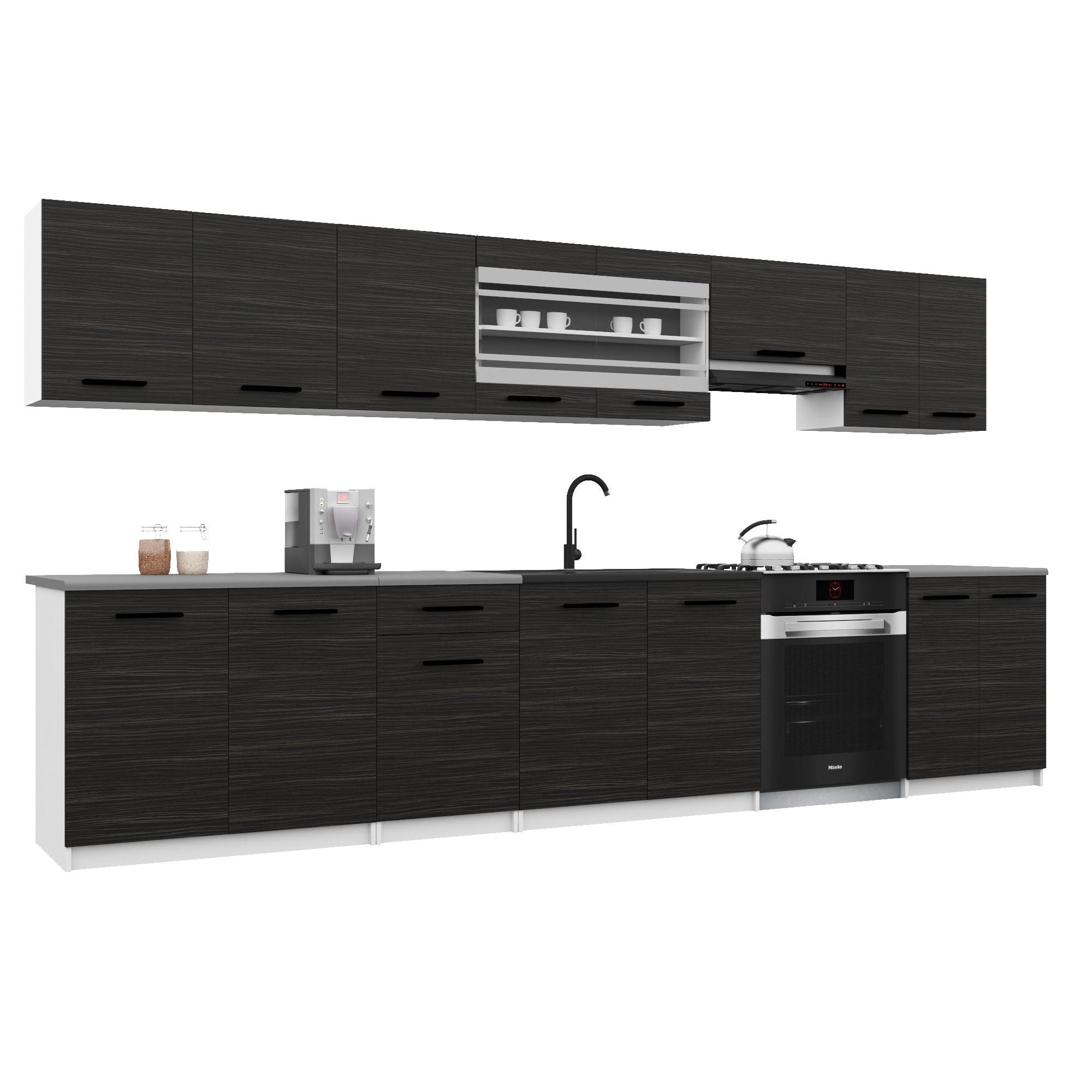 B BELINI GROUP KUCHYŇSKÁ LINKA Italia 3 320 cm, s pracovními deskami, Eben