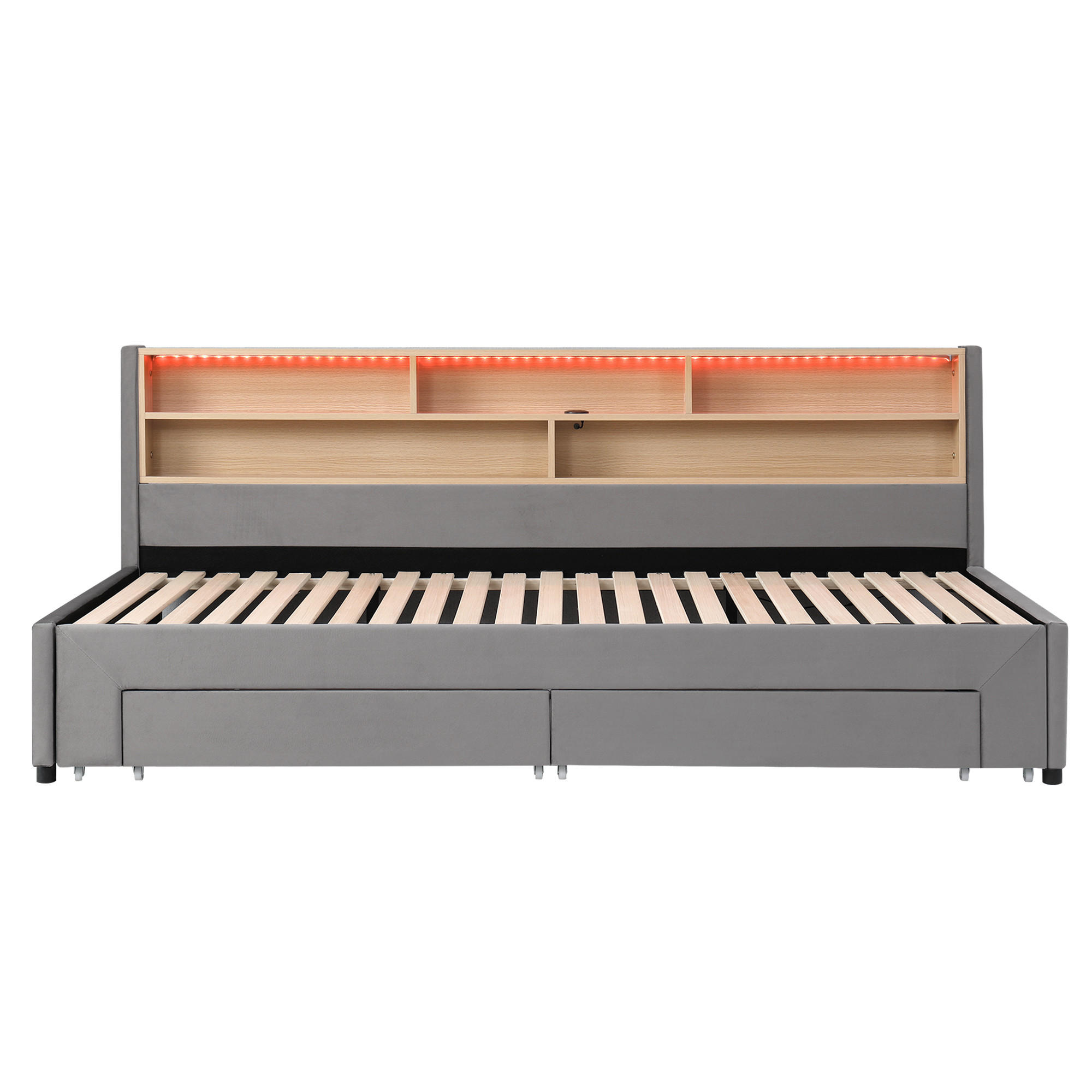 ComfortXL Ausziehbett Grau 90x200 cm