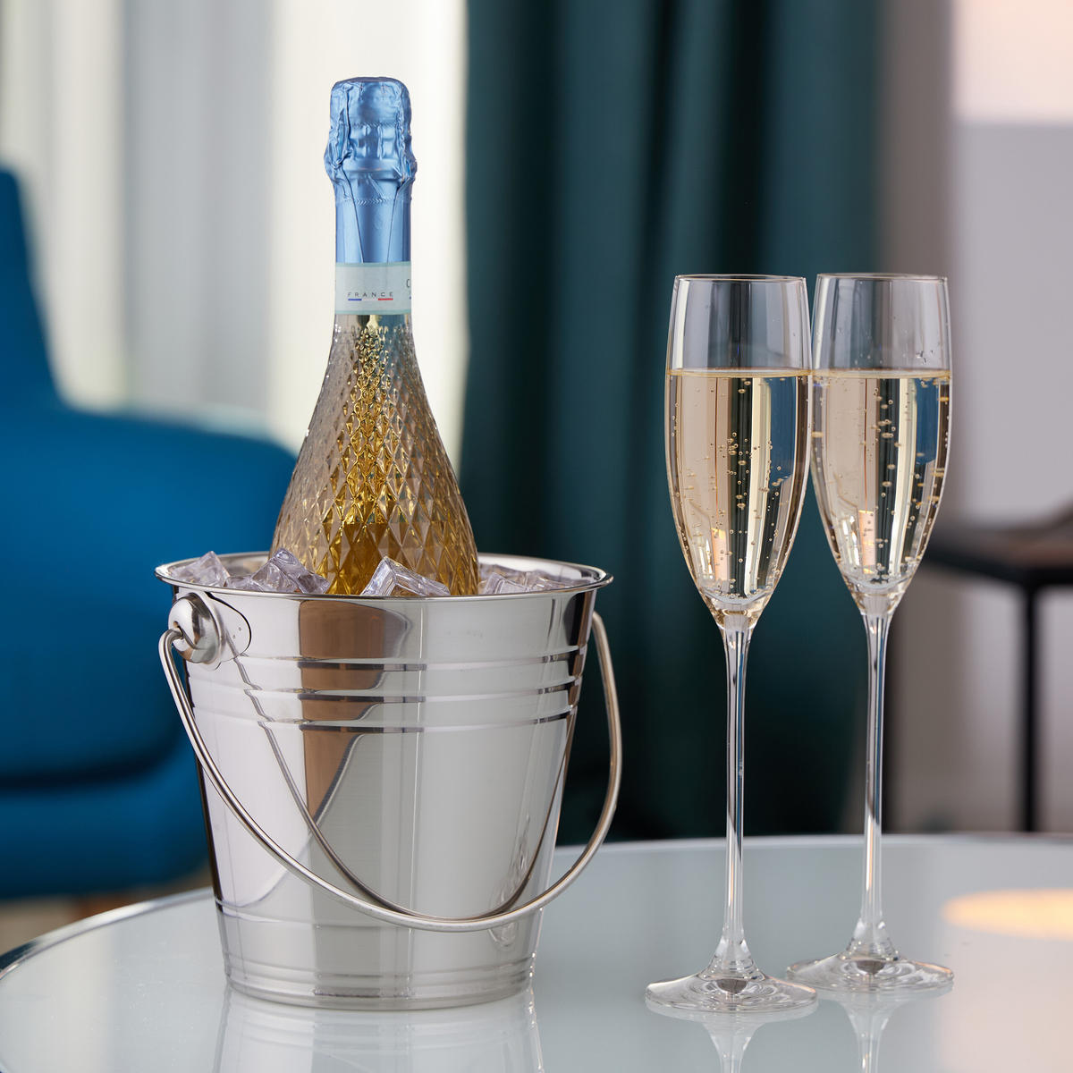 SEKTKÜHLER - Silberfarben, Metall (17.5/16cm) - Relaxdays