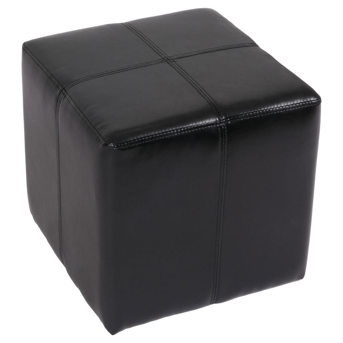 SITZHOCKER Schwarz - Schwarz, Leder (36/36/36cm) - MCW
