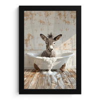 GERAHMTES BILD Esel - Tiere - Badewanne - Schaumstoff 20x30 cm - Weiß, Papier (20/30cm) - MuchoWow