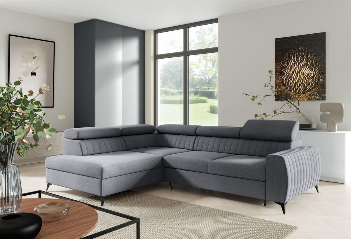 ECKSOFA Toronto - Grau, Holzwerkstoff/Textil (270/200cm) - Fun Möbel