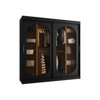 SCHWEBETÜRENSCHRANK Bahrajn 200 mit LED Beleuchtung - Silberfarben/Schwarz, Holzwerkstoff/Kunststoff (200/200/62cm) - MIRJAN24