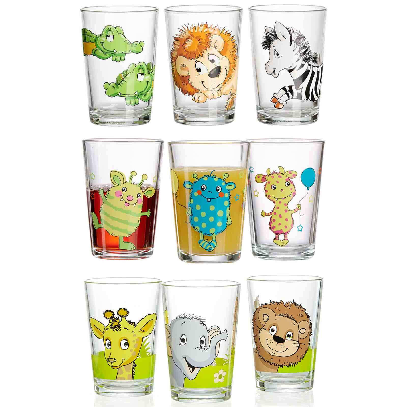 KINDERGLÄSER verschiedene Motive bunt 205 ml 9er Set - Multicolor, Glas (0.205L) - Ritzenhoff Breker