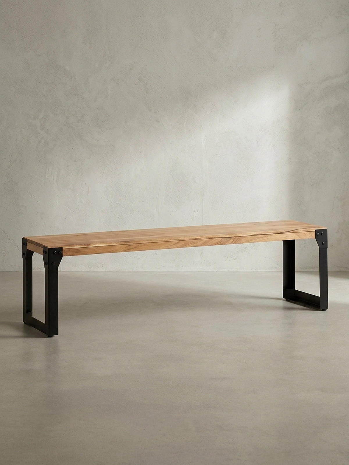 ESSZIMMERBANK Massivholz Metall ohne Lehne, Akazie 140x40x45 cm - Schwarz/Braun, Holz/Metall (140/45/40cm) - KADIMA DESIGN