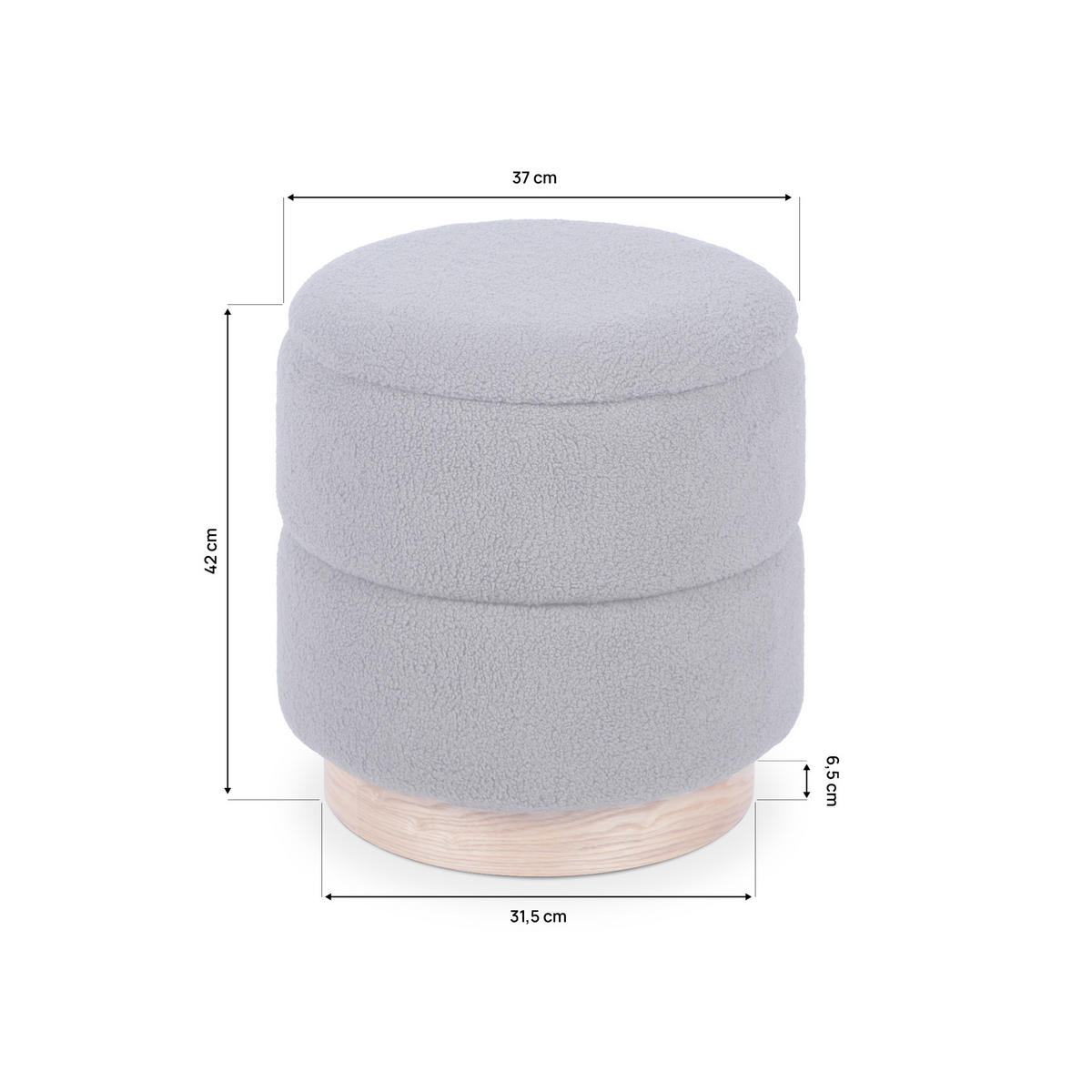 TRUHENHOCKER Roméo aus grauem Frotteestoff - Grau, Holzwerkstoff/Textil (37/42/37cm) - Sicaan