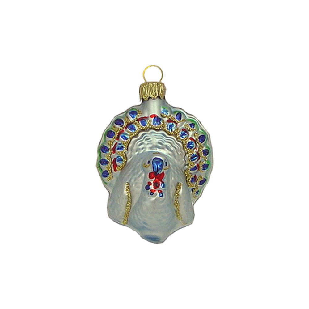 CHRISTBAUMSCHMUCK Pfau babyblau matt 7 cm - Multicolor, Metall (0.1/7/0.1cm)