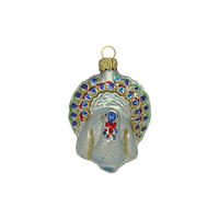 CHRISTBAUMSCHMUCK Pfau babyblau matt 7 cm - Multicolor, Metall (0.1/7/0.1cm)