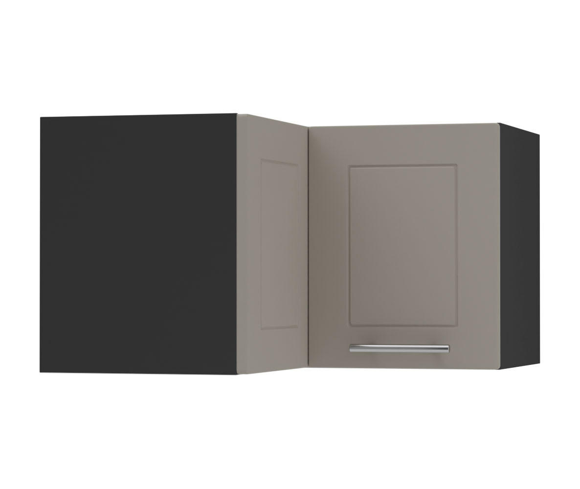 ECKHÄNGESCHRANK Kvantum W12/60/36 Beige Matt / Schwarz Matt 60 / 60 / 36cm - Beige/Schwarz, Holz/Holzwerkstoff (60/36/60cm) - Feldmann-Wohnen
