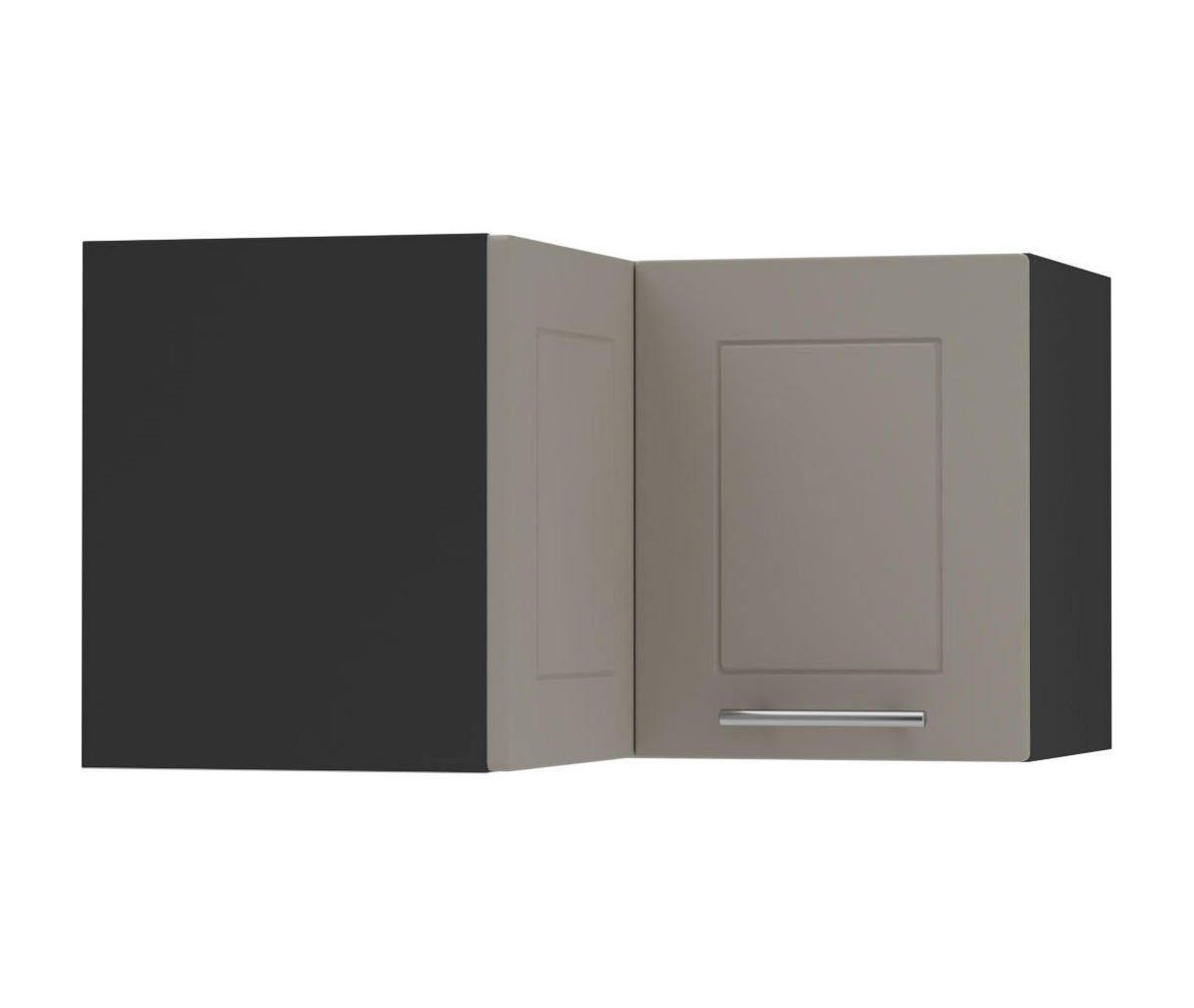ECKHÄNGESCHRANK Kvantum W12/60/36 Beige Matt / Schwarz Matt 60 / 60 / 36cm - Beige/Schwarz, Holz/Holzwerkstoff (60/36/60cm) - Feldmann-Wohnen