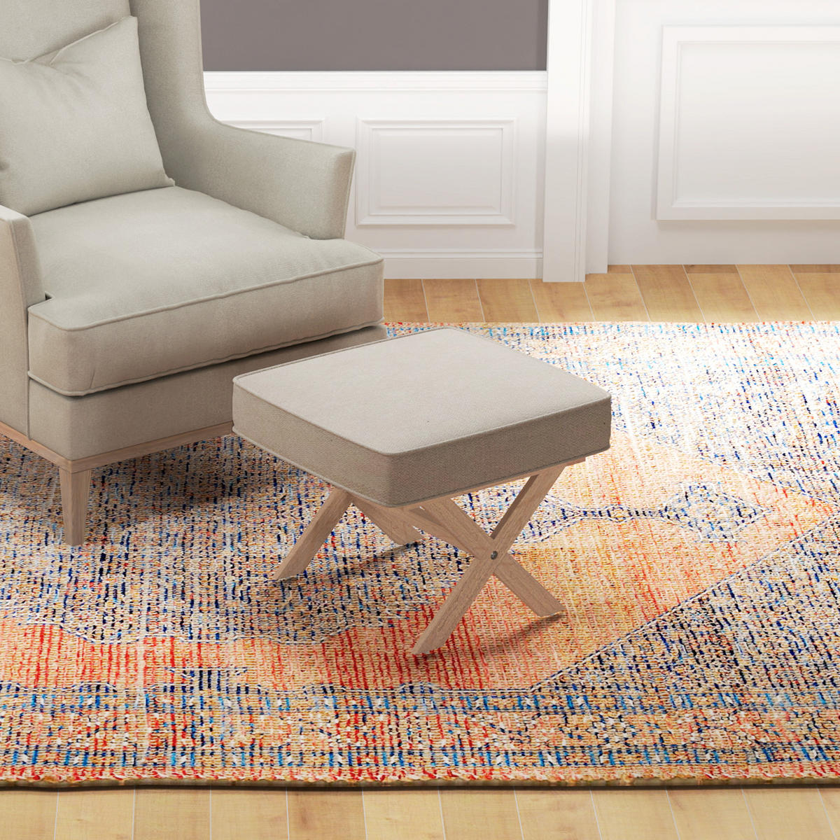 SITZHOCKER, Polsterbank mit Leinenoptik, Beige - Beige, Kunststoff (47/42/51cm) - HOMCOM