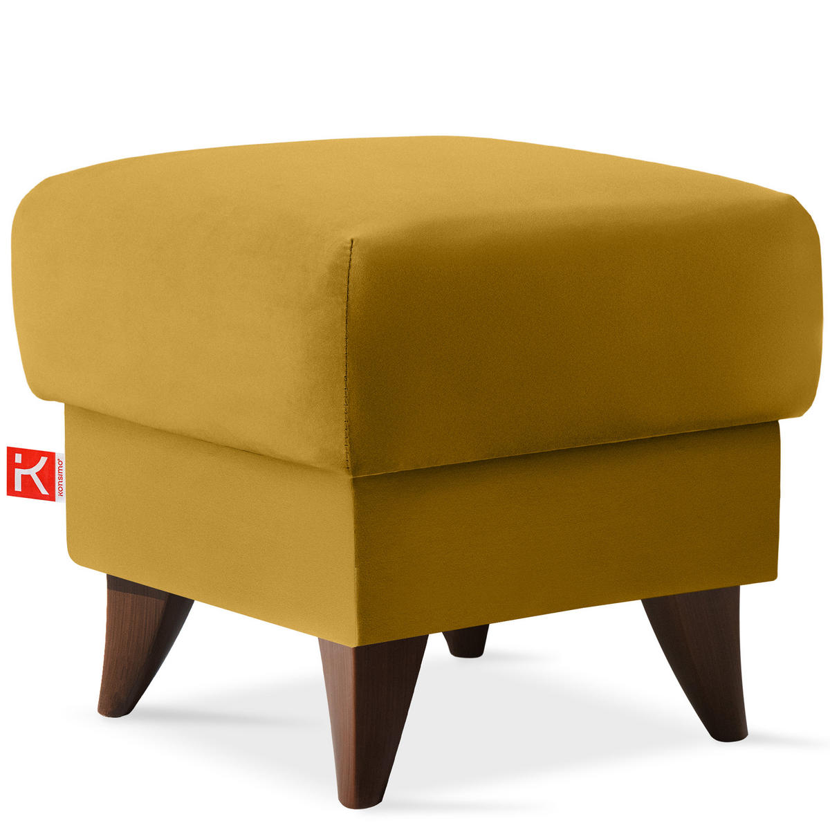 HOCKER GUSTAVO Fußstütze, Velours, Gelb - Gelb, Holz/Holzwerkstoff (53/49/53cm) - KONSIMO®