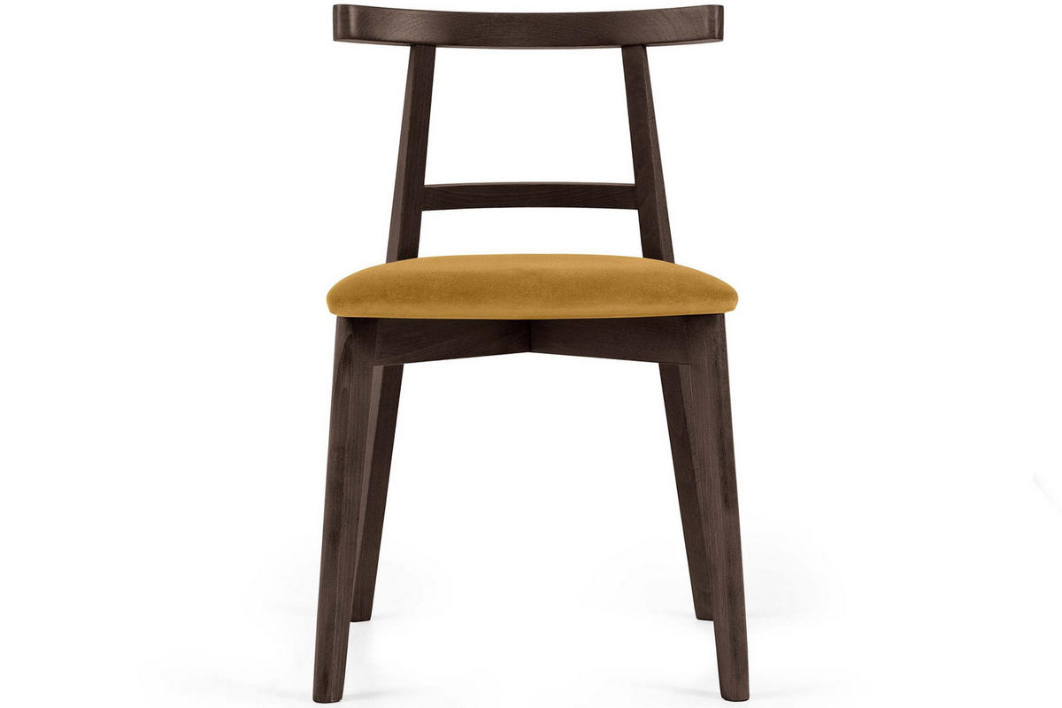 ESSTISCHSTÜHLE LILIO 2 St Vintage, Gelb / dunkelbraun - Gelb/Dunkelbraun, Holz/Textil (47/76/45cm) - KONSIMO®