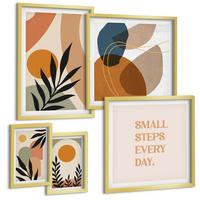 BILDER SET 5er Set - 50x50 cm & 20x30 cm & 40x60 cm Goldrahmen - Moderne Pflanzenmotive - Goldfarben, Kunststoff (40/60cm) - TULUP