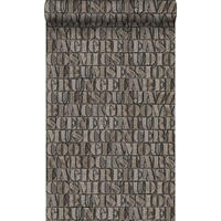 TAPETE alte eiserne Druckbuchstaben 53 cm x 10.05 m - Braun, Papier (53/1000cm) - Origin Wallcoverings