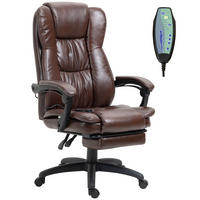 VERSTELLBARER Drehstuhl mit Fußstütze, Kopfstütze, Massagefunktion, Braun - Schwarz/Braun, Kunststoff (68.5/121/68.5cm) - Vinsetto