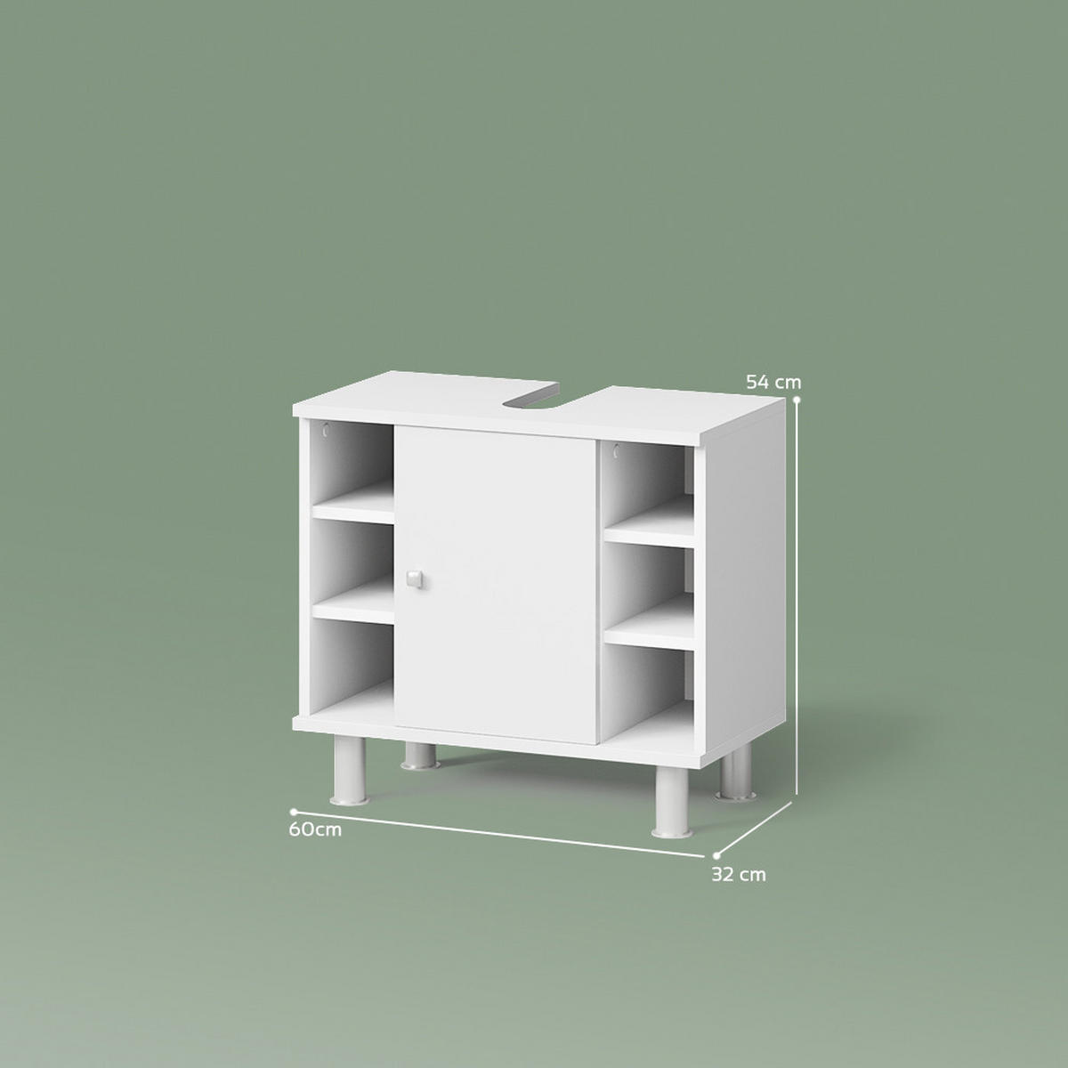 WASCHBECKENUNTERSCHRANK Fucino Weiß 60 x 54 cm - Weiß, Holzwerkstoff (60/54/32cm) - Livinity®