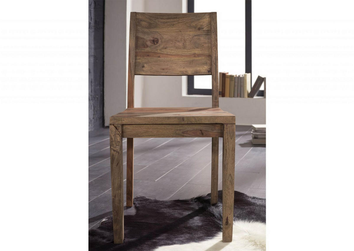 STUHL Massivholz 45 x 45 x 90 cm grau NATURE GREY #705 - Grau, Holz (45/90/45cm) - Massivmoebel24
