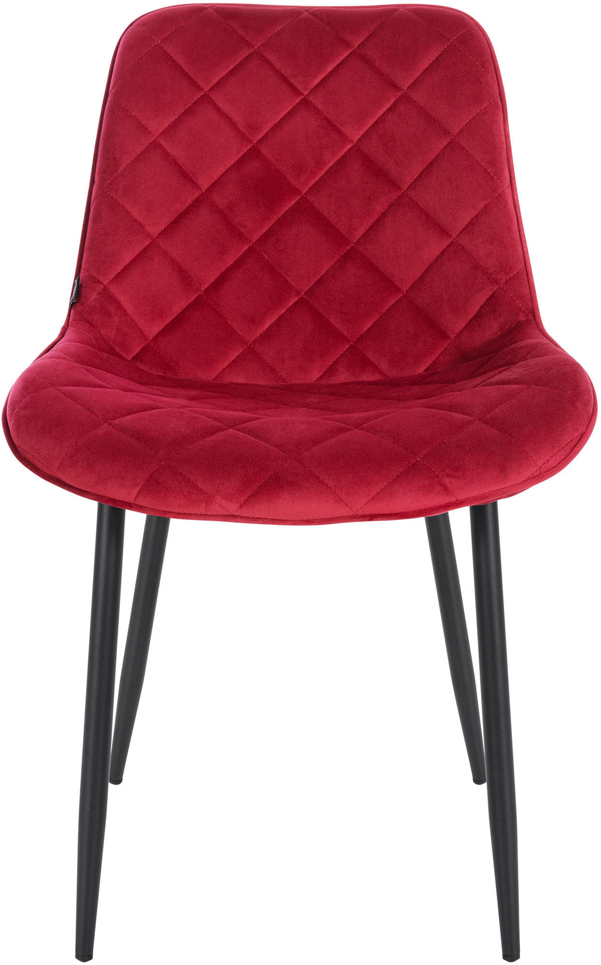STUHL 4er Set Samt rot - Rot/Schwarz, Textil/Metall (53/82/60cm) - CLP