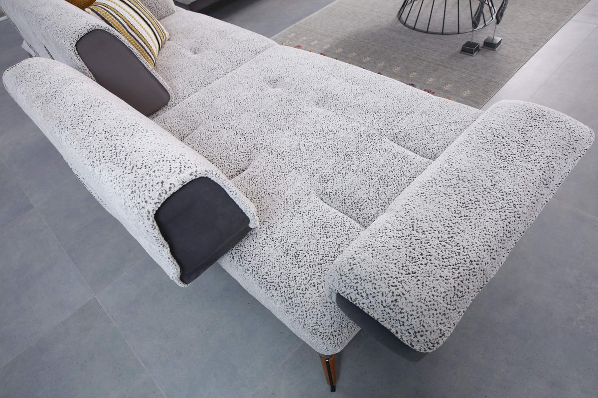 2-SITZER Sofa CARMEN, Grau - Grau, Leder/Textil (190/88/103cm)