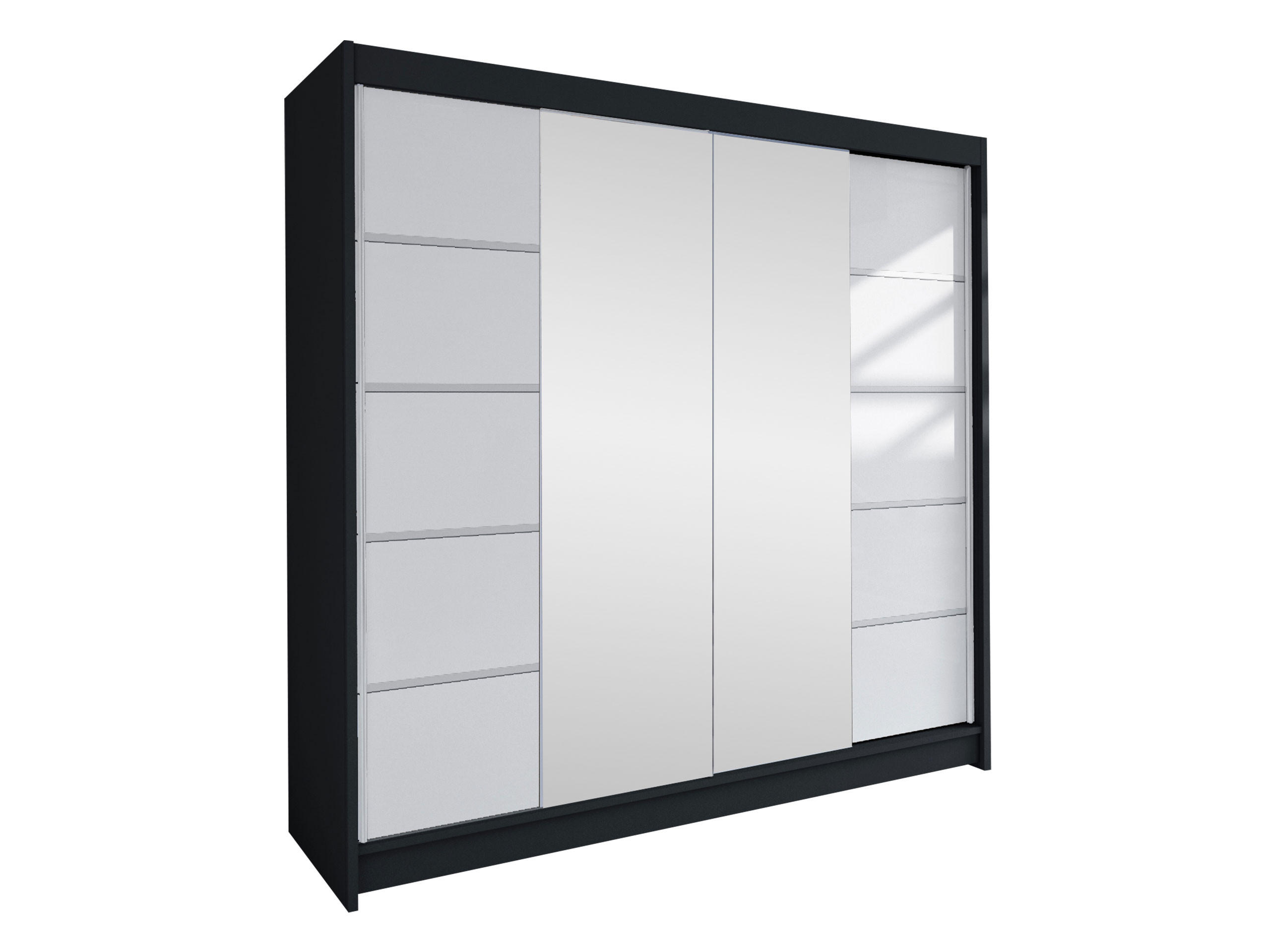 SCHWEBETÜRENSCHRANK Talin V - Klar/Silberfarben, Holzwerkstoff/Metall (180/215/58cm) - MIRJAN24