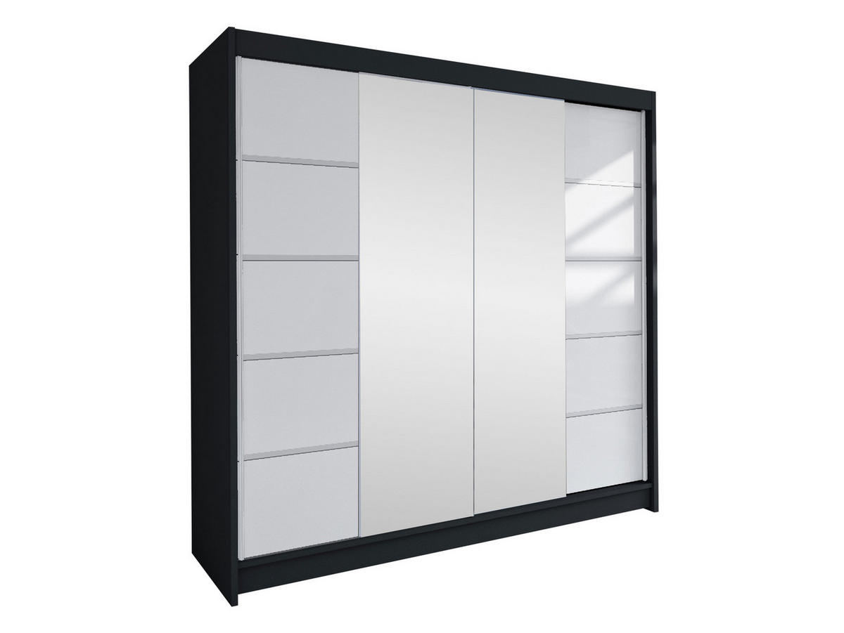 SCHWEBETÜRENSCHRANK Talin V - Klar/Silberfarben, Holzwerkstoff/Metall (180/215/58cm) - MIRJAN24