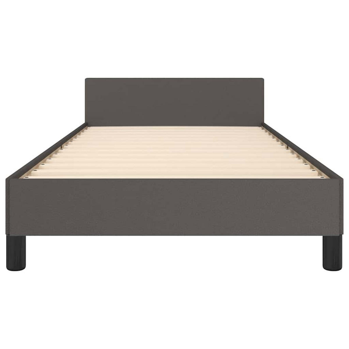 BETTGESTELL Mit Kopfteil Ohne Matratze Grau 90/200 Cm - Grau, Leder/Holzwerkstoff (90/200cm) - vidaXL