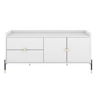 SIDEBOARD Iga, Weiß, Goldene Details, Schwarz Metallsockel - Schwarz/Weiß, Holzwerkstoff/Metall (142/65.5/42cm) - Dancan