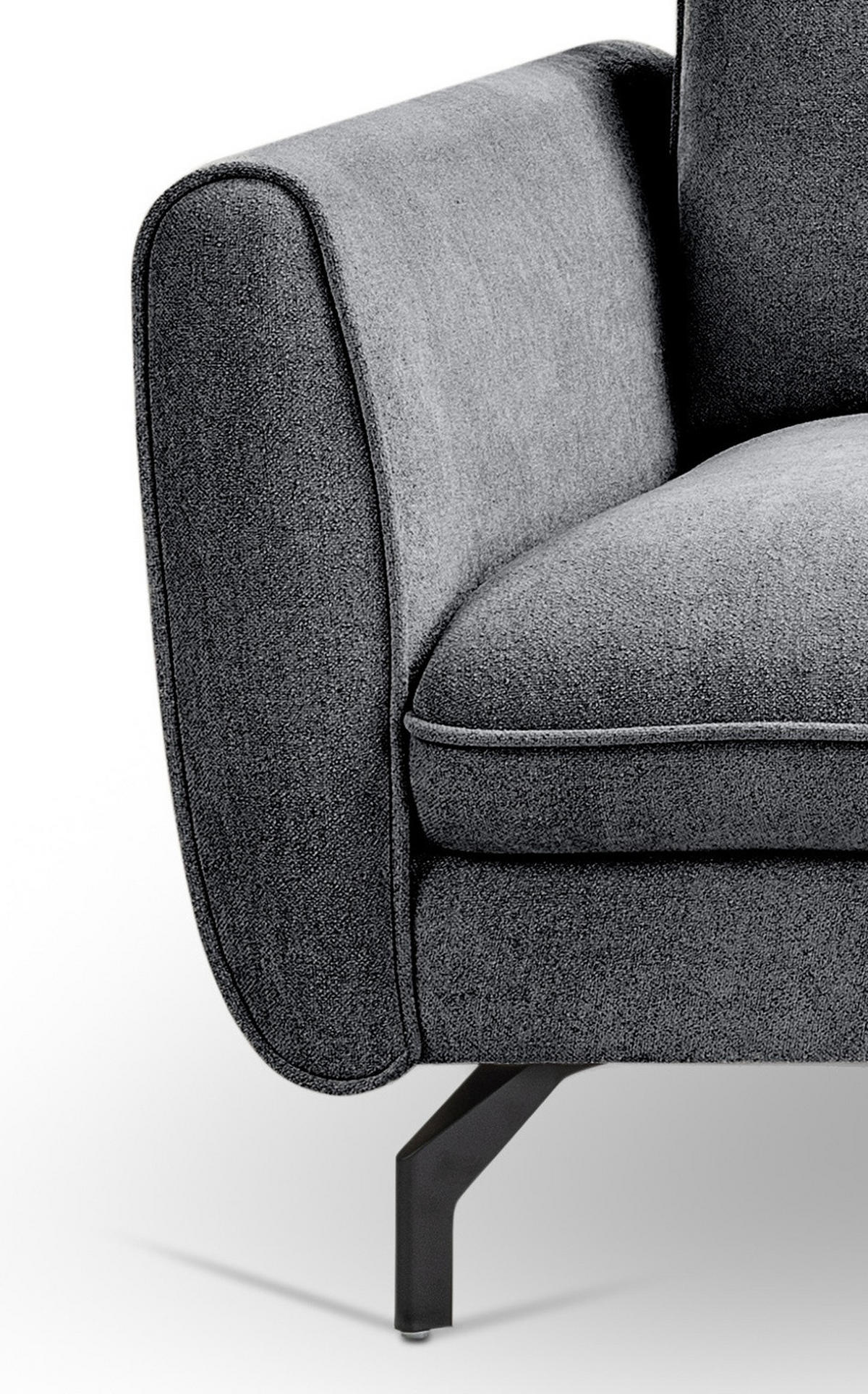 SOFA grau Webstoff 259 x 167 cm, Ecksofa 5-Sitzer, L-Sofa Ottomane rechts - Schwarz/Grau, Holz/Textil (259/167cm) - Inn.Furn