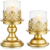 KERZENSTÄNDER 2-teiliges Set Gold Metall mit Glas - Goldfarben, Metall (11.5/20.5/11.5cm)