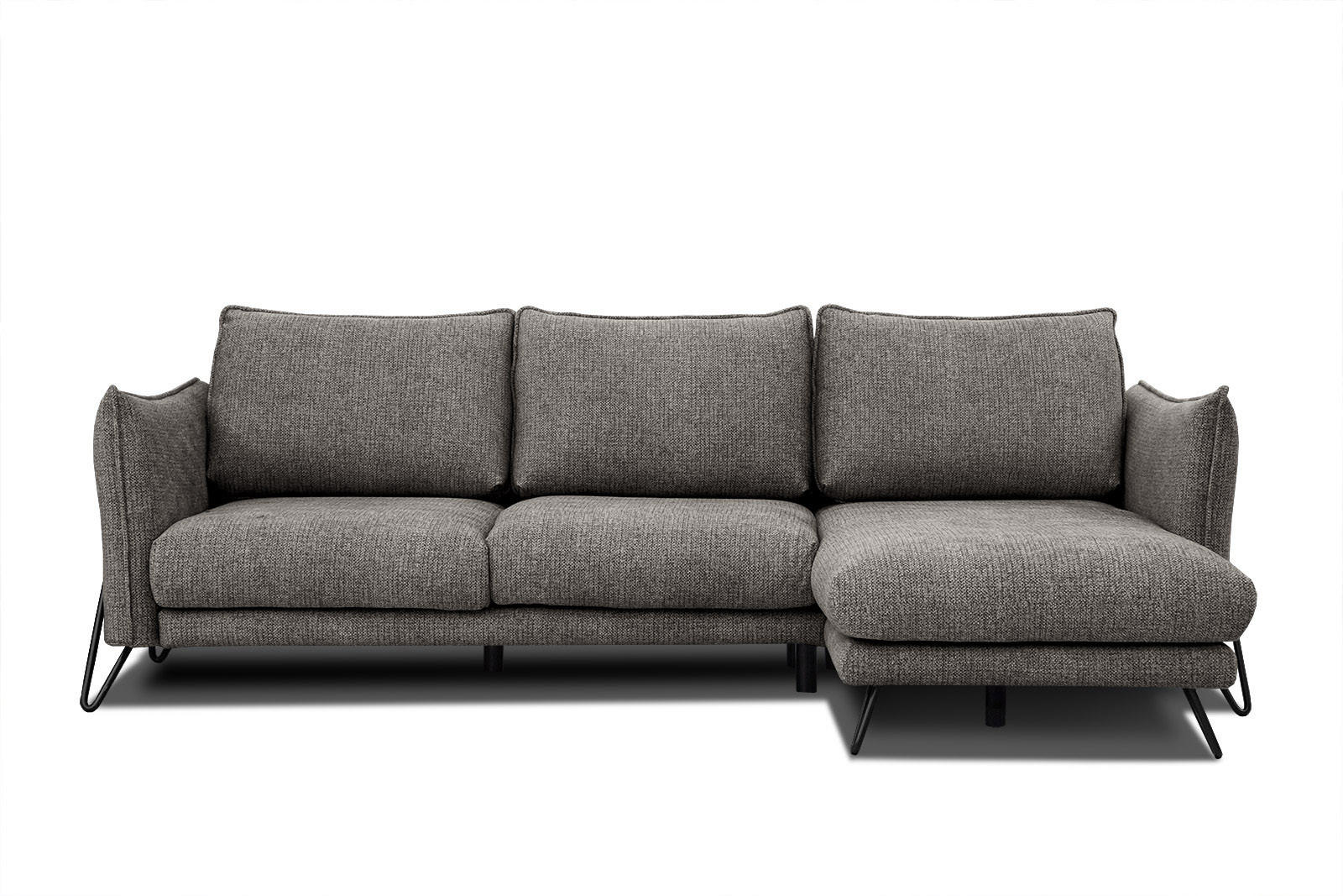 ECKSOFA HOSTEN 4-Sitzer, braun - Schwarz/Braun, Holzwerkstoff/Textil (269/158cm) - Courtois Laville