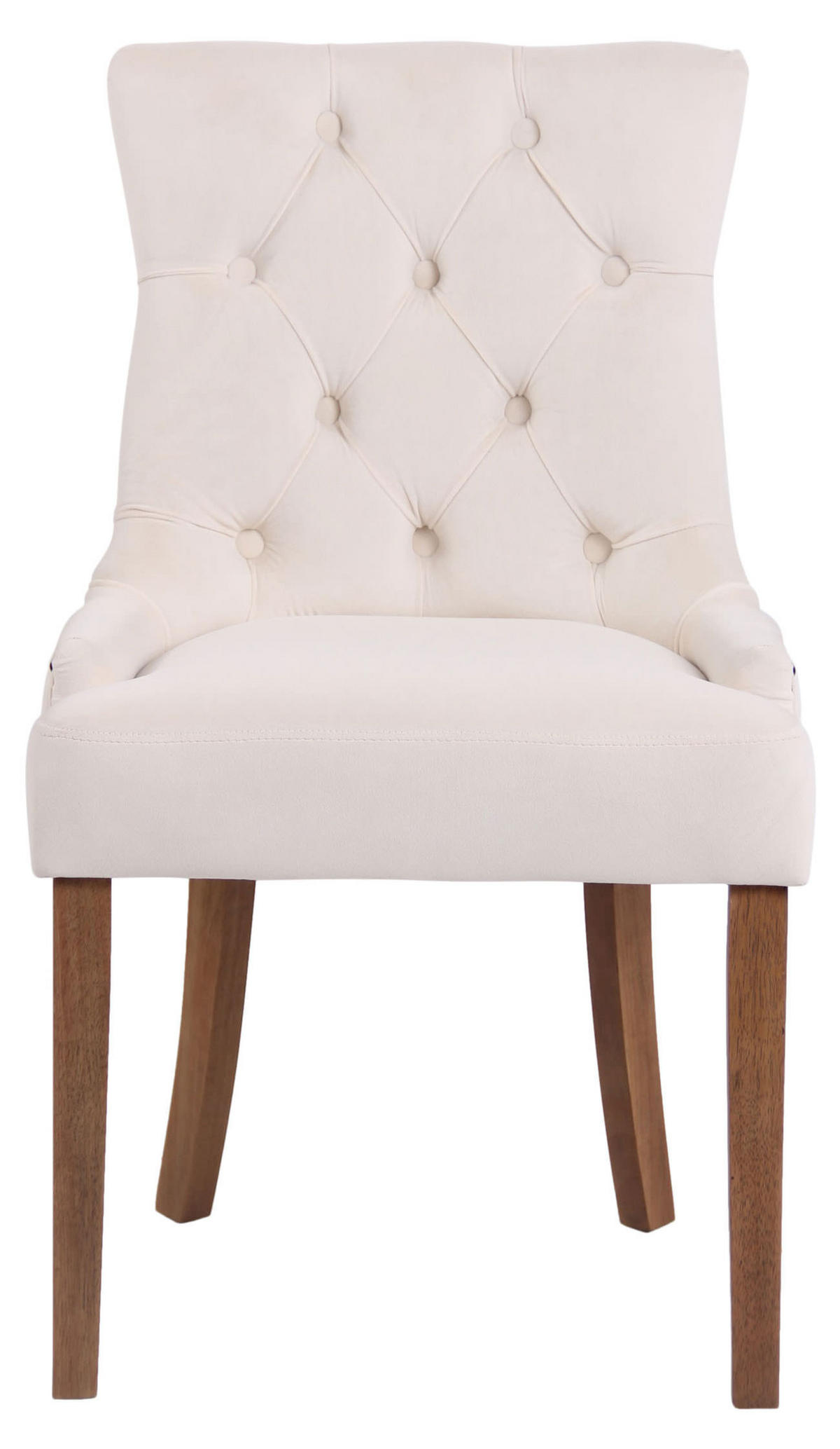 WOHNZIMMERSTUHL 4er Set Samt creme - Creme/Naturfarben, Holz/Textil (55/92/58cm) - CLP