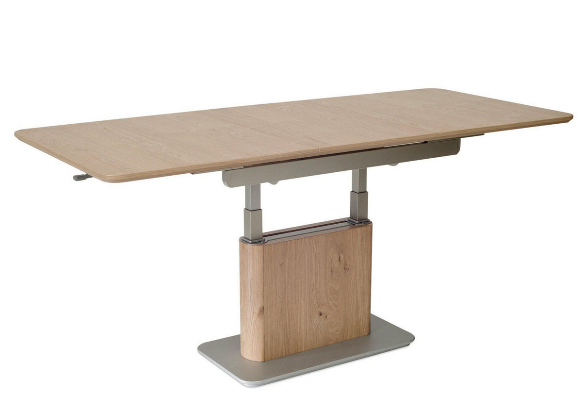 FUNKTIONSTISCH Caryn höhenverstellbar und ausziehbar 120(160) x 70 x 54-73 Couchtisch massiv Wildeiche - Braun, Holz (120/70/54cm) - 58aufmkessel