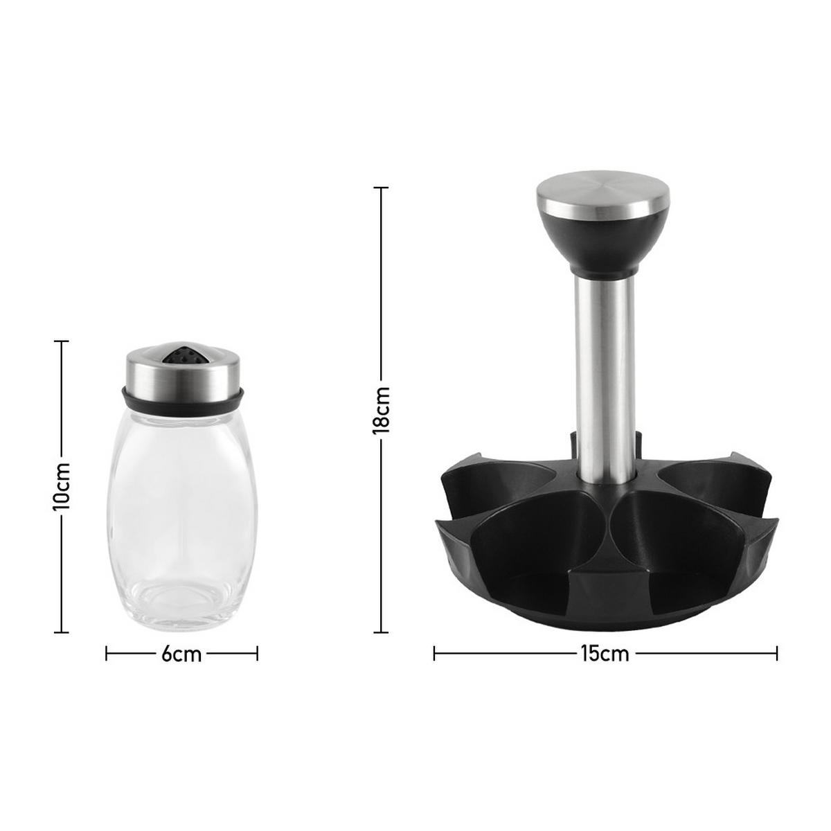 GEWÜRZGLÄSER 6er-Set 360°-Drehständer Bleifrei Glas Edelstahldeckel - Transparent/Silberfarben, Glas/Kunststoff (15/18/15cm) - Livingandhome