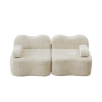 2-SITZER SOFA Samt Beige mit Armlehnenkissen - Beige, Textil (192/70/98cm) - WISHDOR