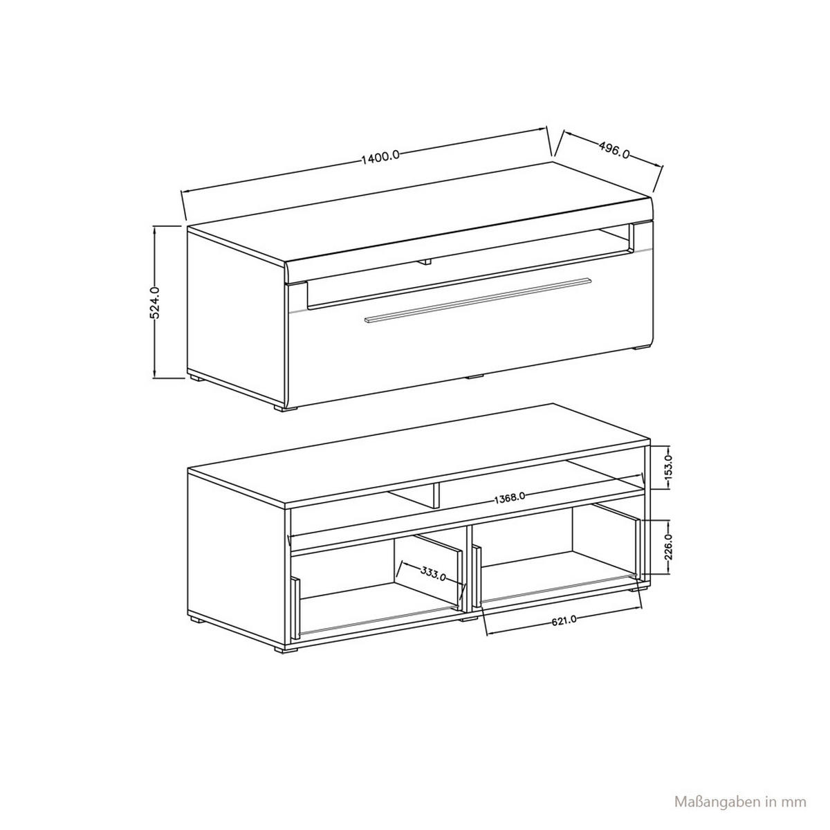 LOWBOARD Turda-83 - Weiß, Holzwerkstoff (140/52/50cm) - Lomado