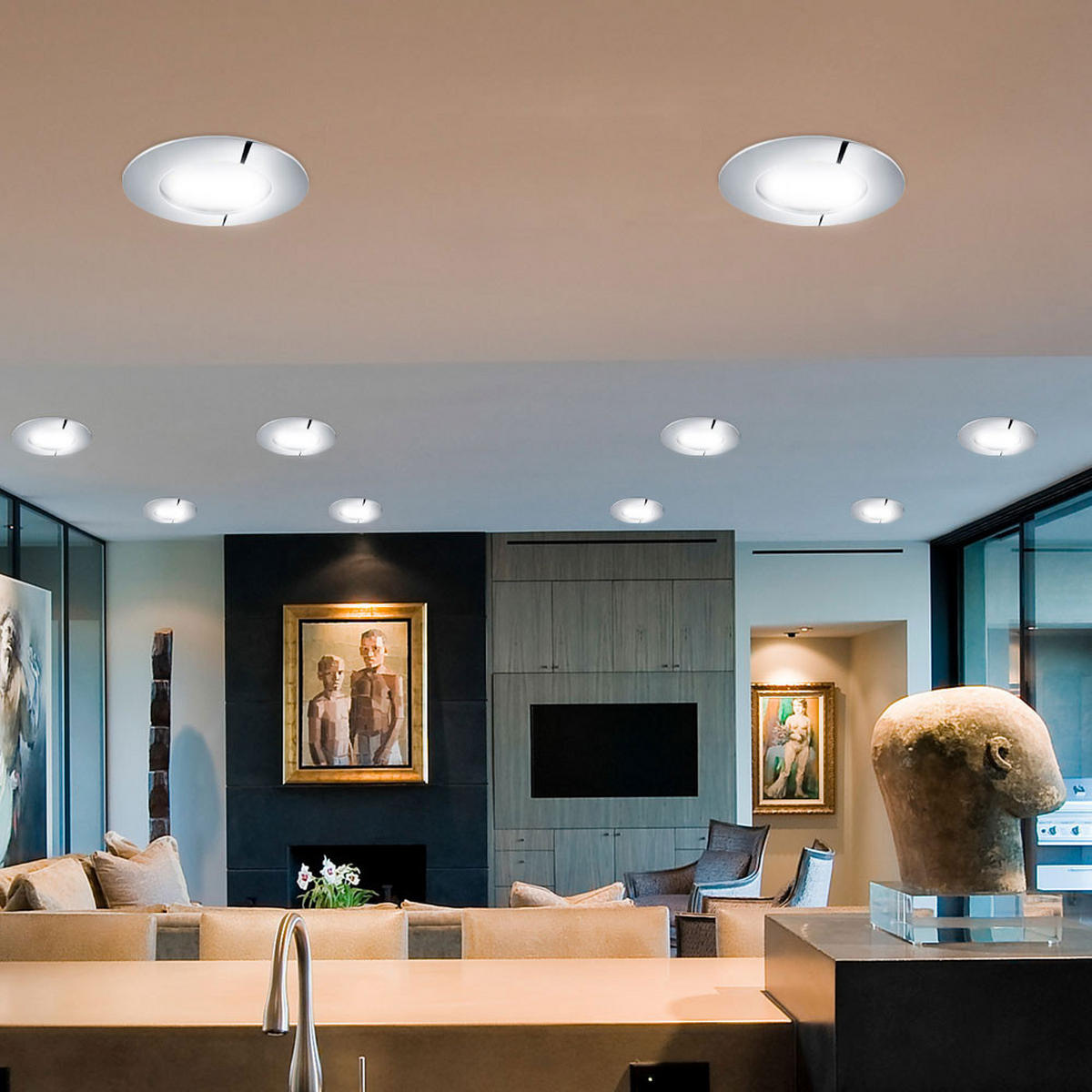 LED DECKENLEUCHTE Chrom Silber rund - Silberfarben, Kunststoff (10.2/10.2/4.5cm)