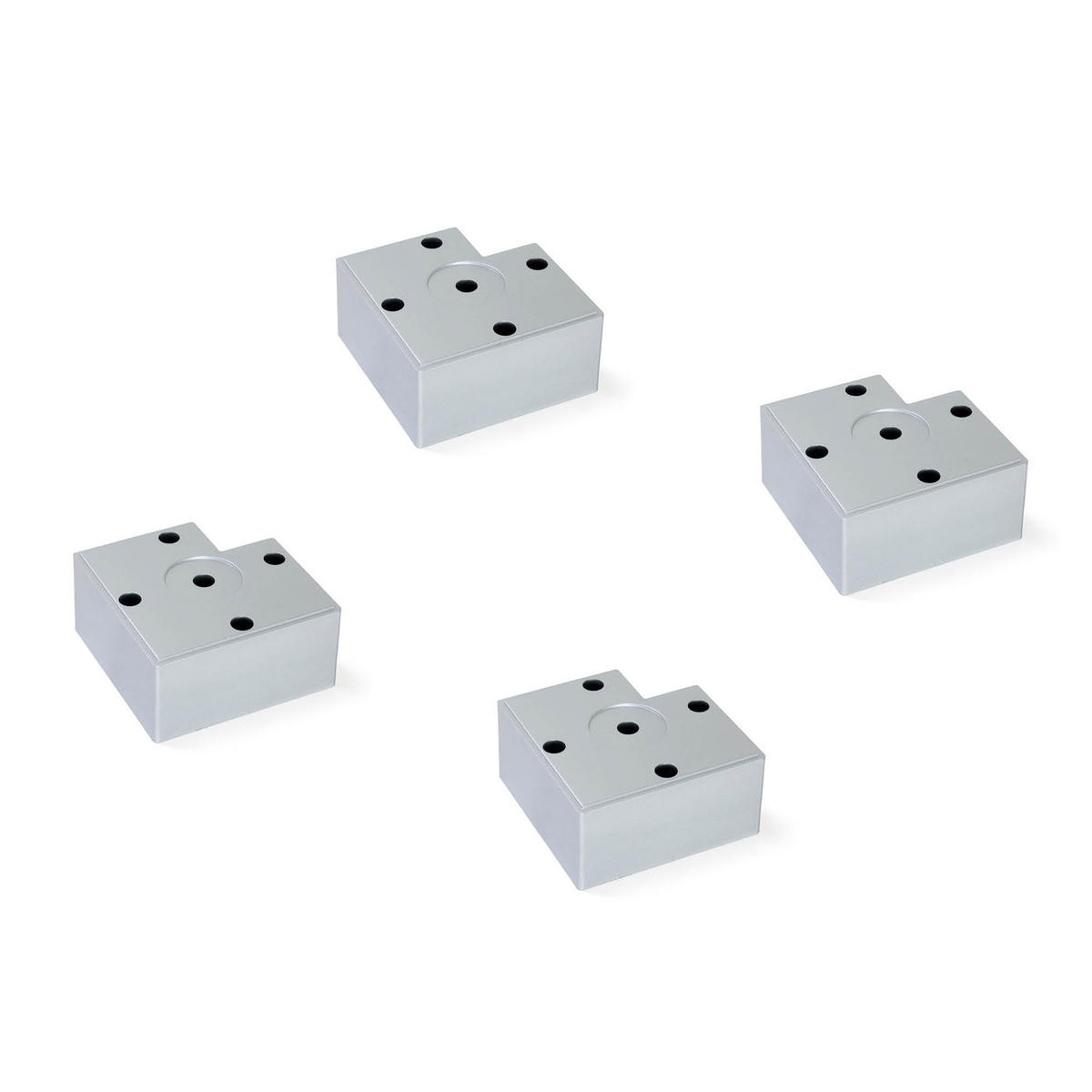 MÖBELFÜSSE Alumix 7, Höhe 45mm, Kunststoff, Silbergrau 4er-set - Silberfarben, Kunststoff (22/5/22cm) - EMUCA