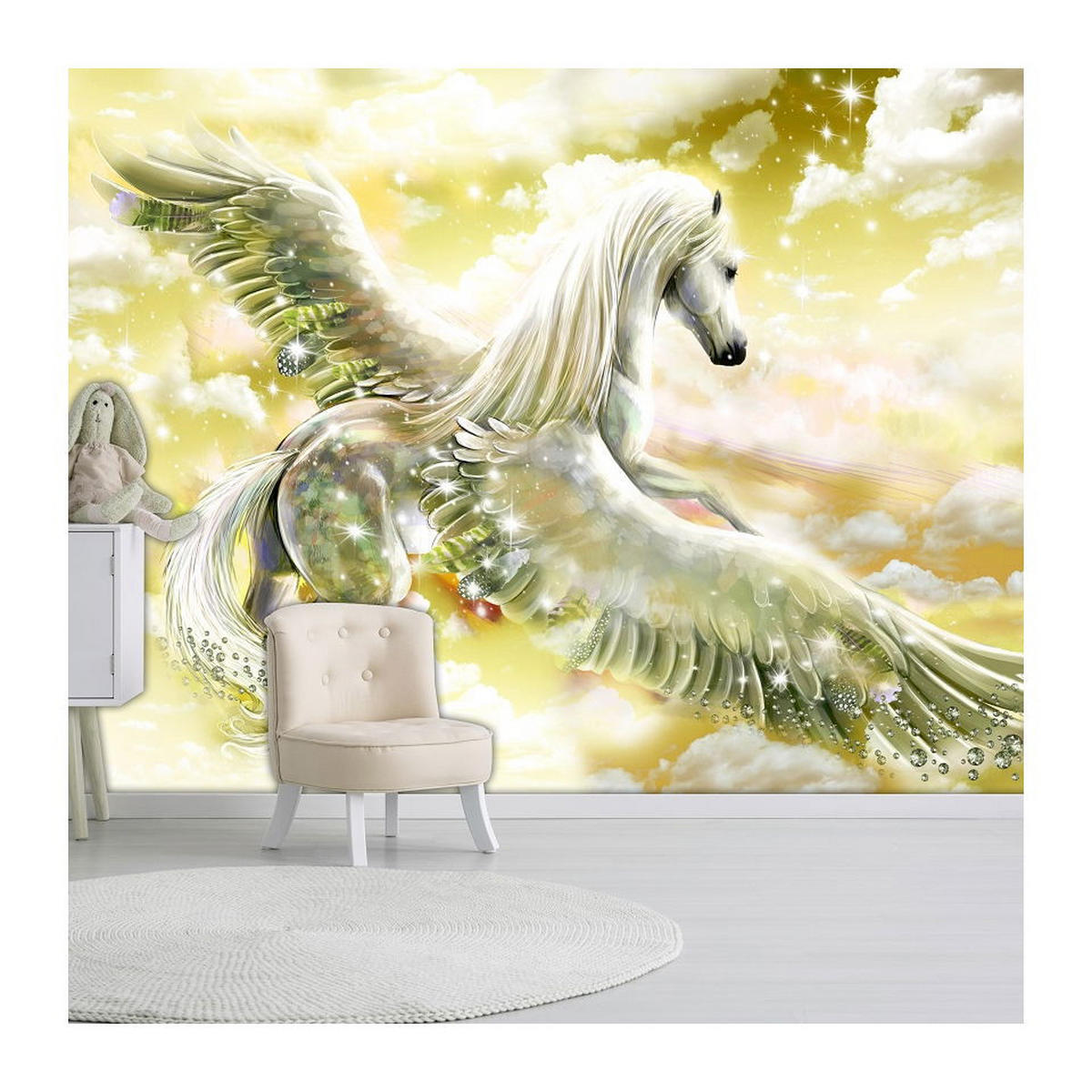 SELBSTKLEBENDE FOTOTAPETE 245/175 cm - Gelb/Weiß, Textil (245/1cm) - KUNSTLOFT
