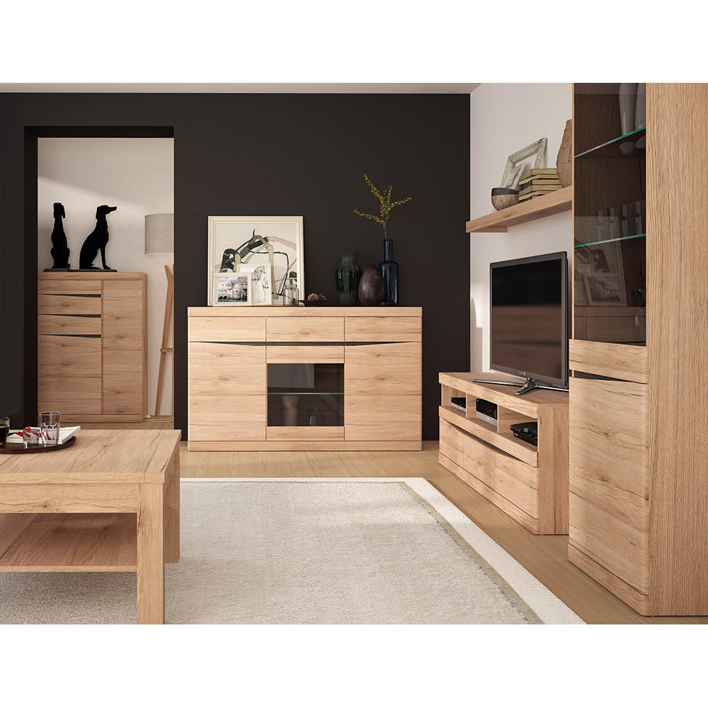 WOHNZIMMER-SET 6-TLG. Sanford-129 - Braun, Holzwerkstoff (665/197/75cm) - Lomado