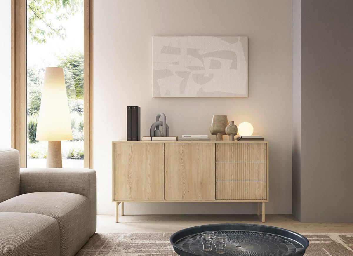 SIDEBOARD TAVO Beige 154x40x80 cm - Beige, Holzwerkstoff (154/80/40cm) - FURNLUX