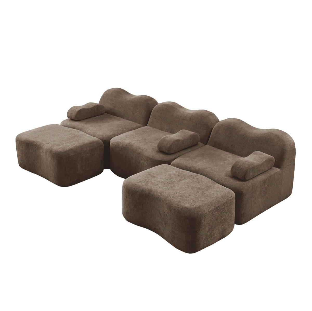 ECKSOFA aus Samt Braun 288x167x70 cm, modular mit tiefer Sitzfläche und flexiblen Stellmöglichkeiten - Braun, Textil (167/288cm) - IVMEU