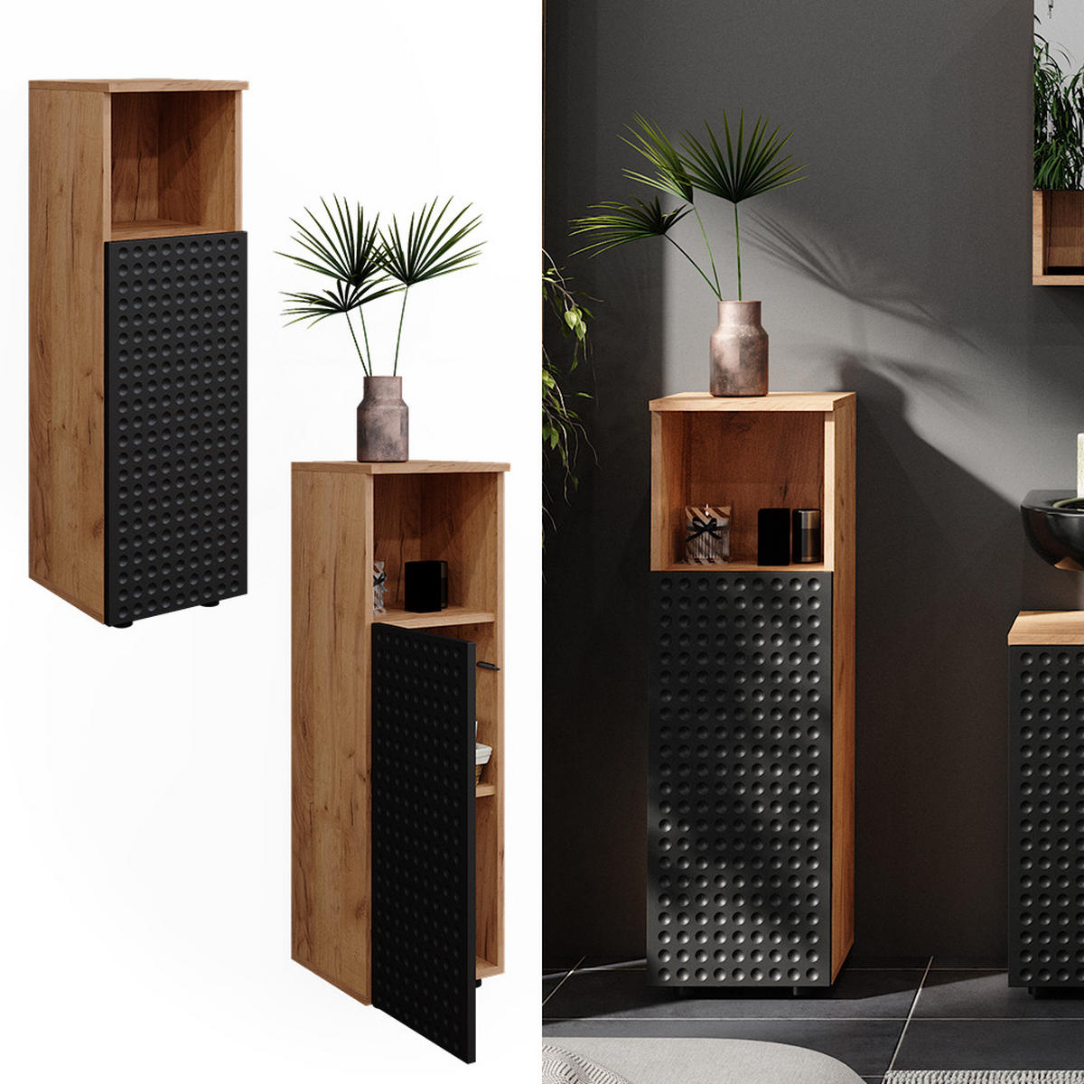 MIDISCHRANK Irma Anthrazit gepunktet 30 x 95 cm - Anthrazit, Holzwerkstoff (30/95/30cm) - Vicco