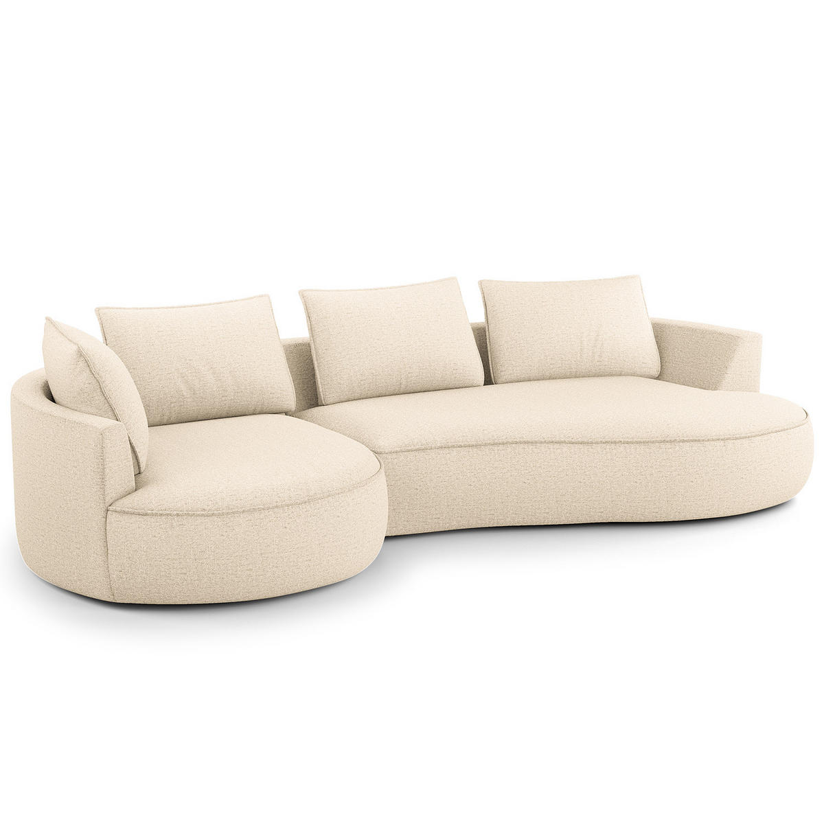 BIGSOFA - Champagner/Schwarz, Kunststoff/Textil (322/82/154cm) - home24