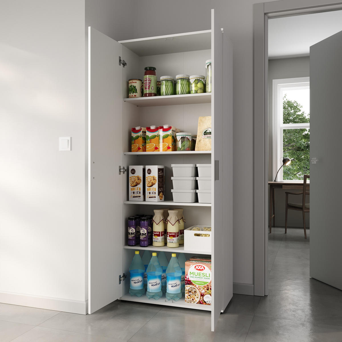 MEHRZWECKSCHRANK mit 2 Türen & 4 Einlegeböden in weiß - Weiß, Holzwerkstoff (35/184/75cm) - Home Collective