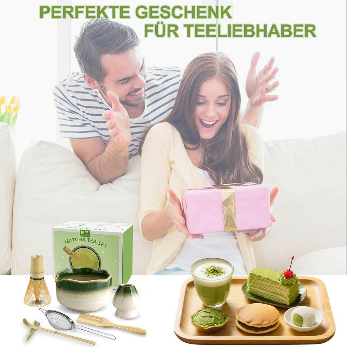 MATCHA Set 7-teiliges Set Grün Farbverlauf - Grün, Keramik (15/10/15cm)