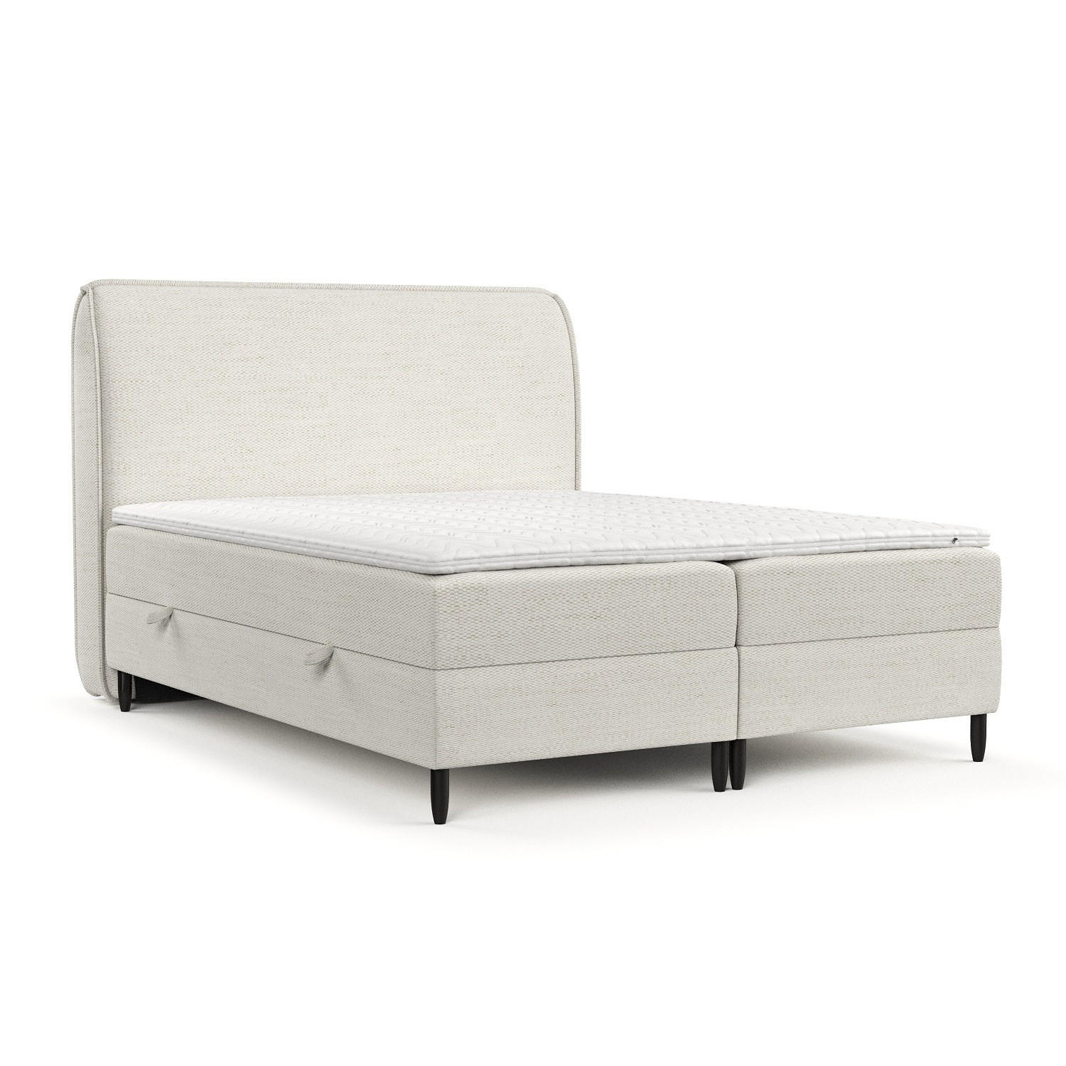BOXBETT Lunaro 120/200 cm Creme im Modesto Stoff - Creme/Schwarz, Holz/Holzwerkstoff (120/200cm) - AltaBeds