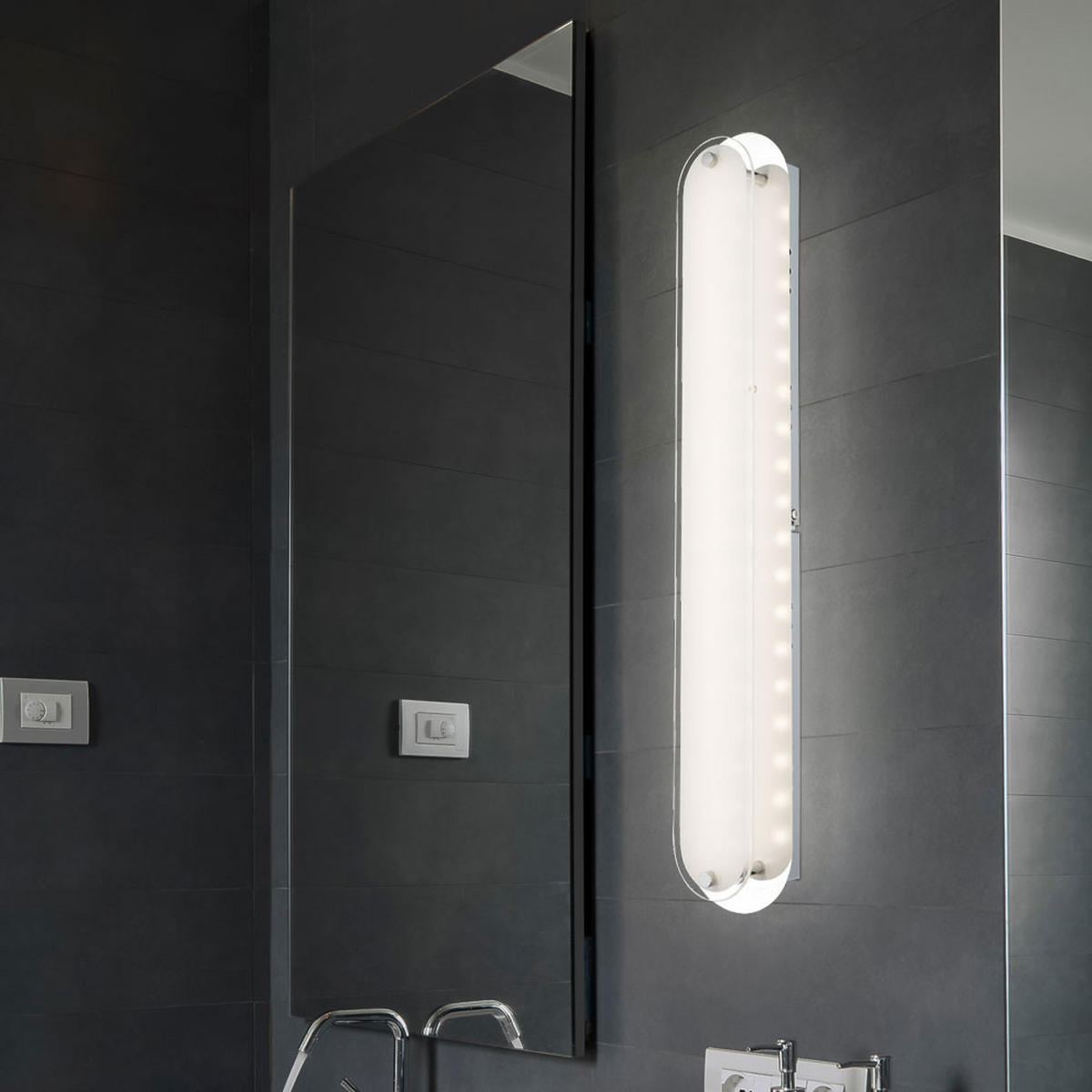 LED WANDLEUCHTE Metall Chrom Silber - Silberfarben, Glas (8/6/47cm) - Globo Lighting